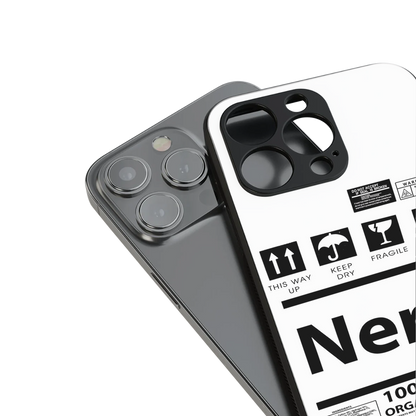 nerd white label back phone cover | glass case for iphone 13 mini