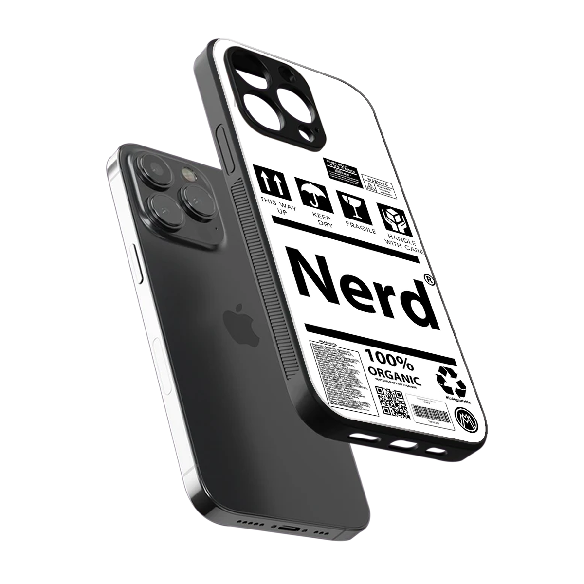 nerd white label back phone cover | glass case for iphone 16 pro