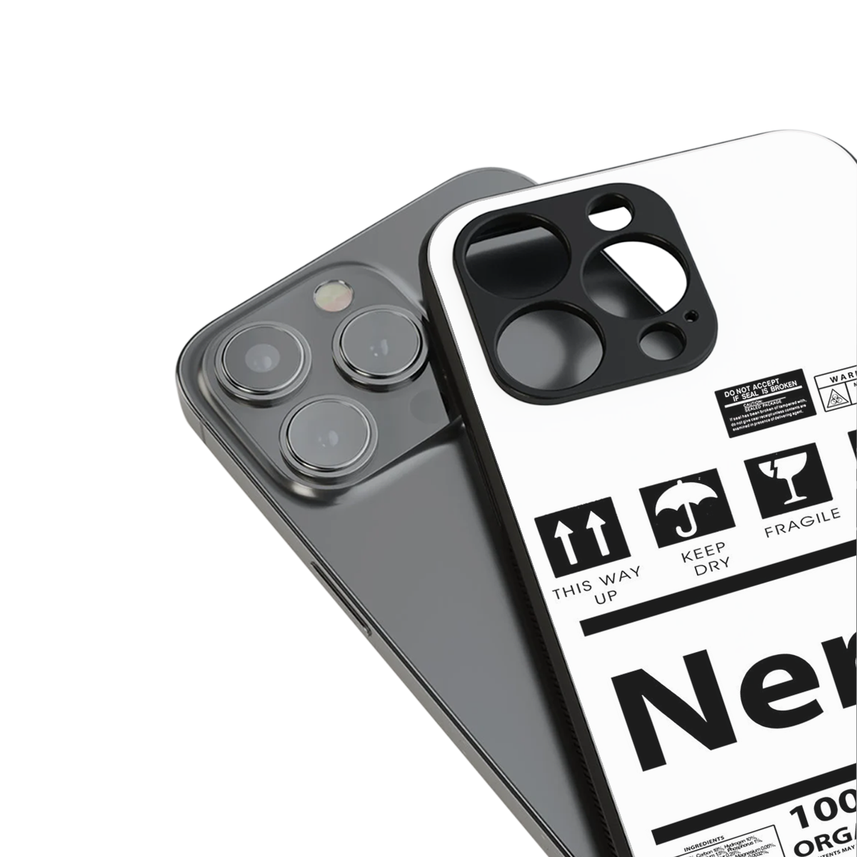 nerd white label back phone cover | glass case for iphone 15 pro