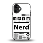 nerd white label back phone cover | glass case for iphone 16