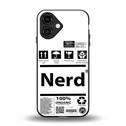 nerd white label back phone cover | glass case for iphone 16