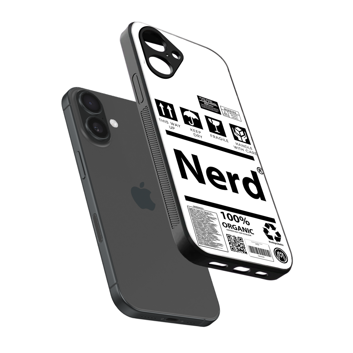 nerd white label back phone cover | glass case for iphone 16