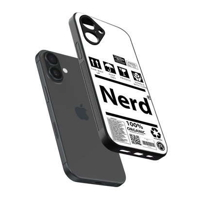 nerd white label back phone cover | glass case for iphone 16