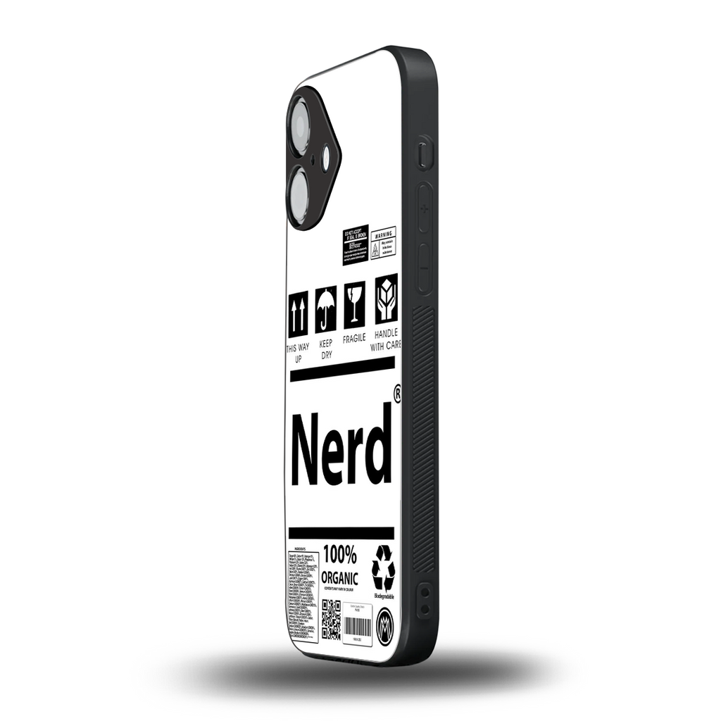 nerd white label back phone cover | glass case for iphone 16