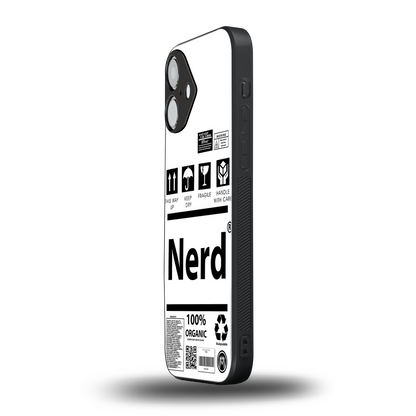 nerd white label back phone cover | glass case for iphone 16