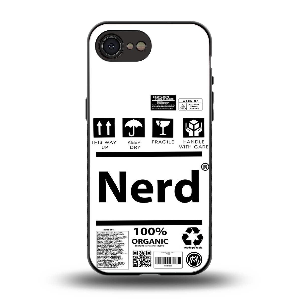 nerd white label back phone cover | glass case for iphone 16e