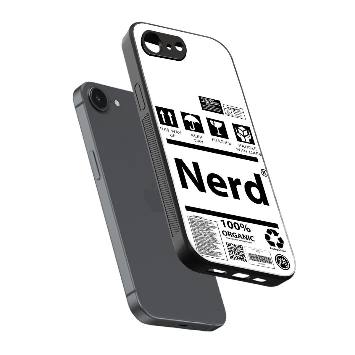 nerd white label back phone cover | glass case for iphone 16e