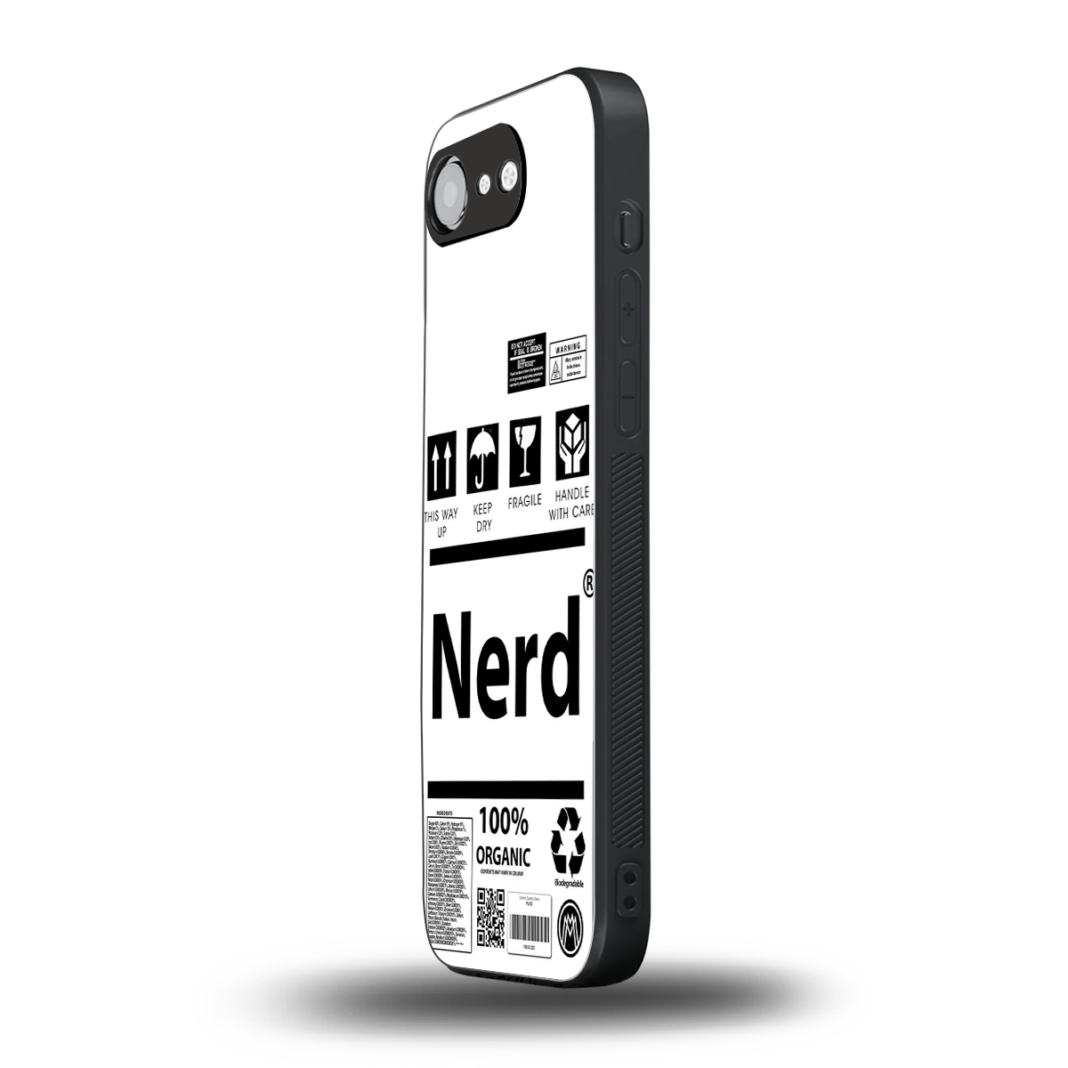nerd white label back phone cover | glass case for iphone 16e