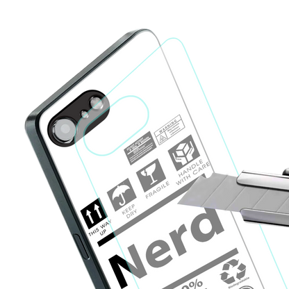 nerd white label back phone cover | glass case for iphone 16e
