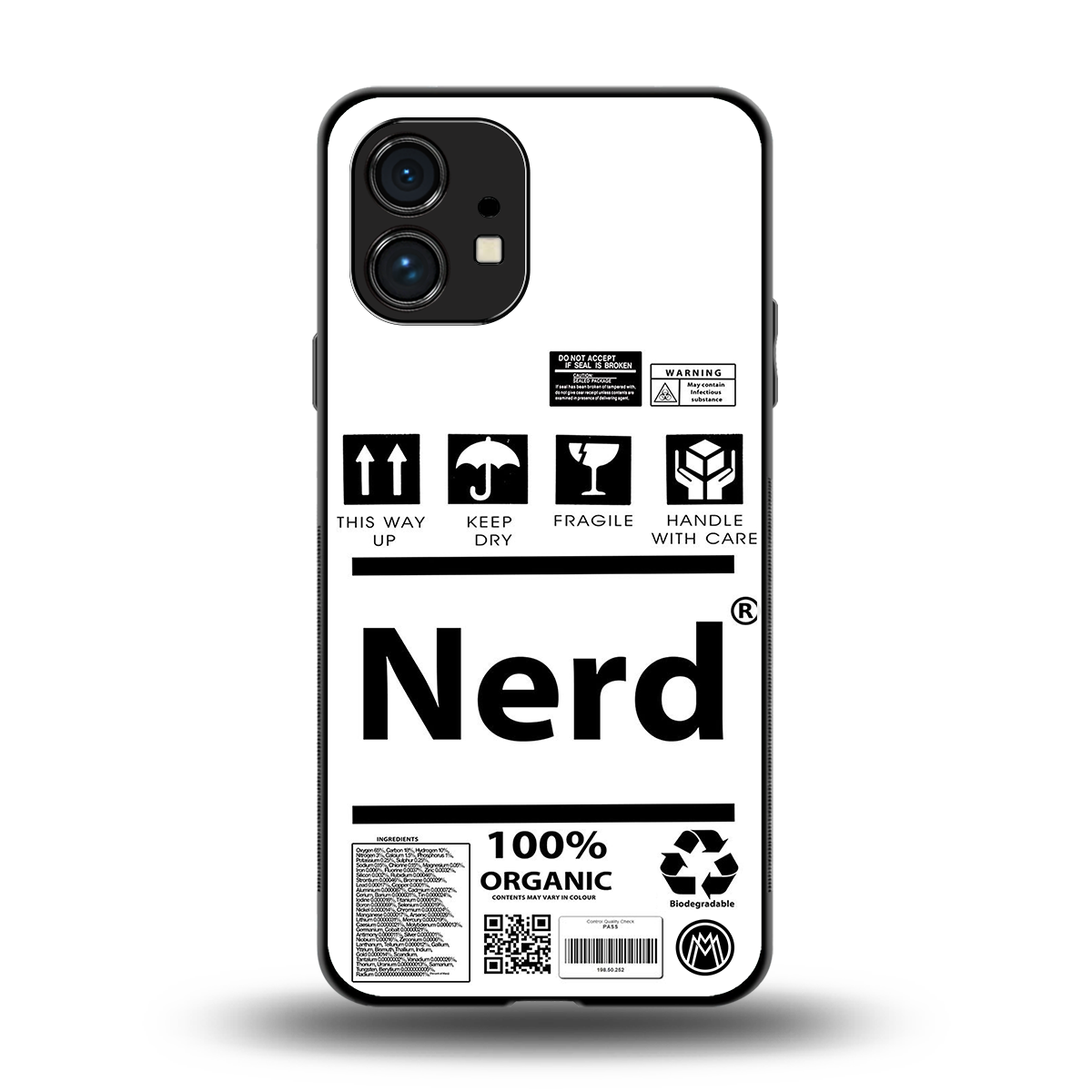 nerd white label back phone cover | glass case for nothing phone 1