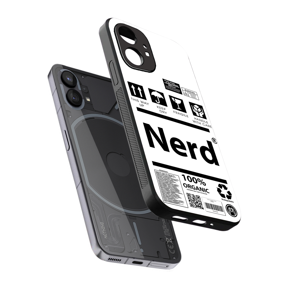 nerd white label back phone cover | glass case for nothing phone 1