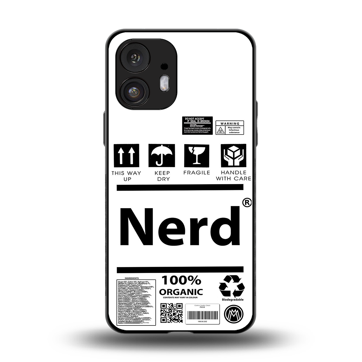 nerd white label back phone cover | glass case for nothing phone 2