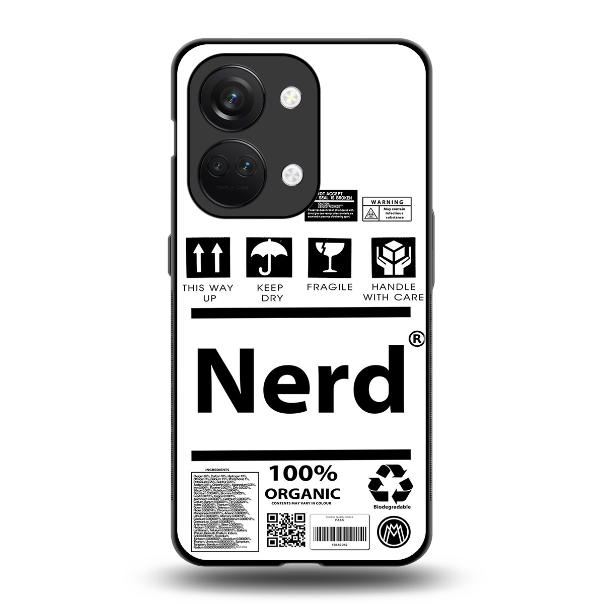 nerd white label back phone cover | glass case for oneplus nord 3
