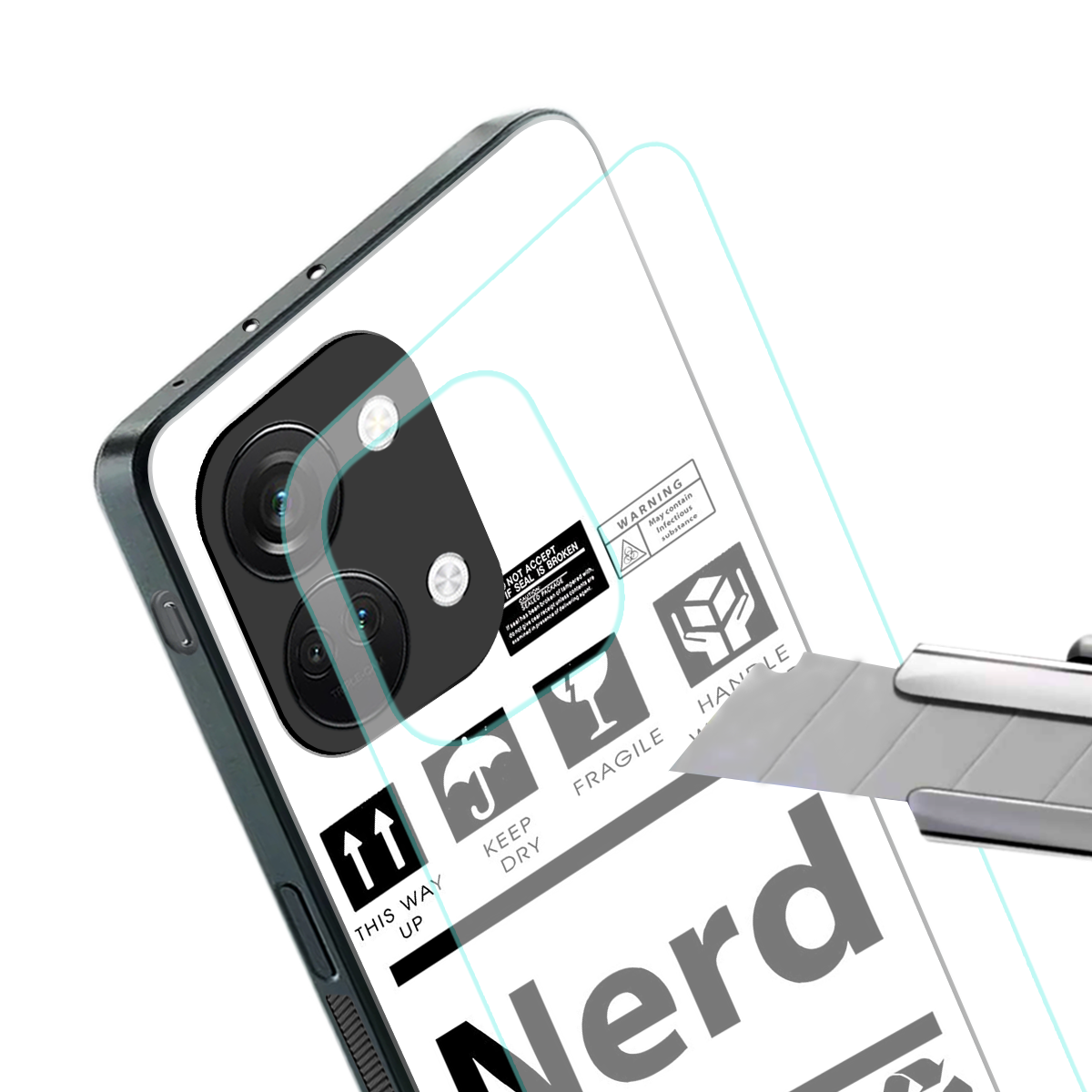 nerd white label back phone cover | glass case for oneplus nord 3