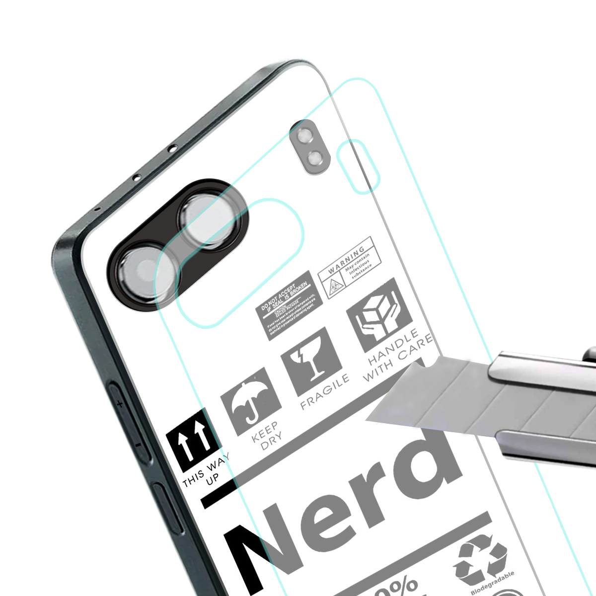 nerd white label back phone cover | glass case for oneplus nord 4