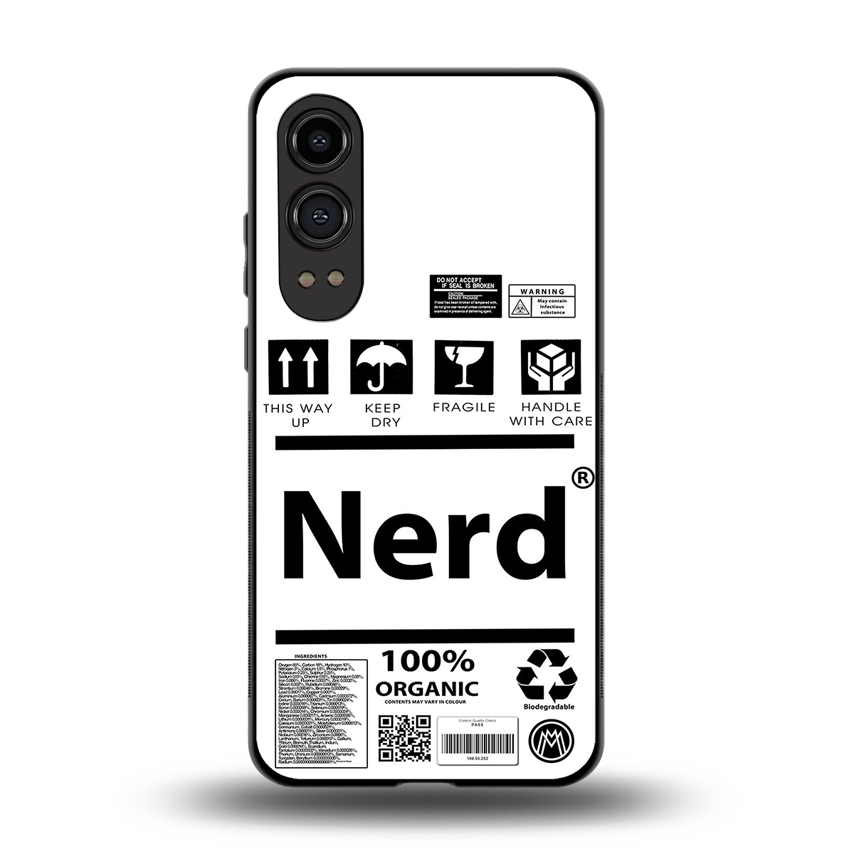 nerd white label back phone cover | glass case for oneplus nord ce 4 lite