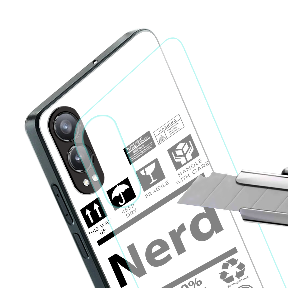 nerd white label back phone cover | glass case for oneplus nord ce 4 lite