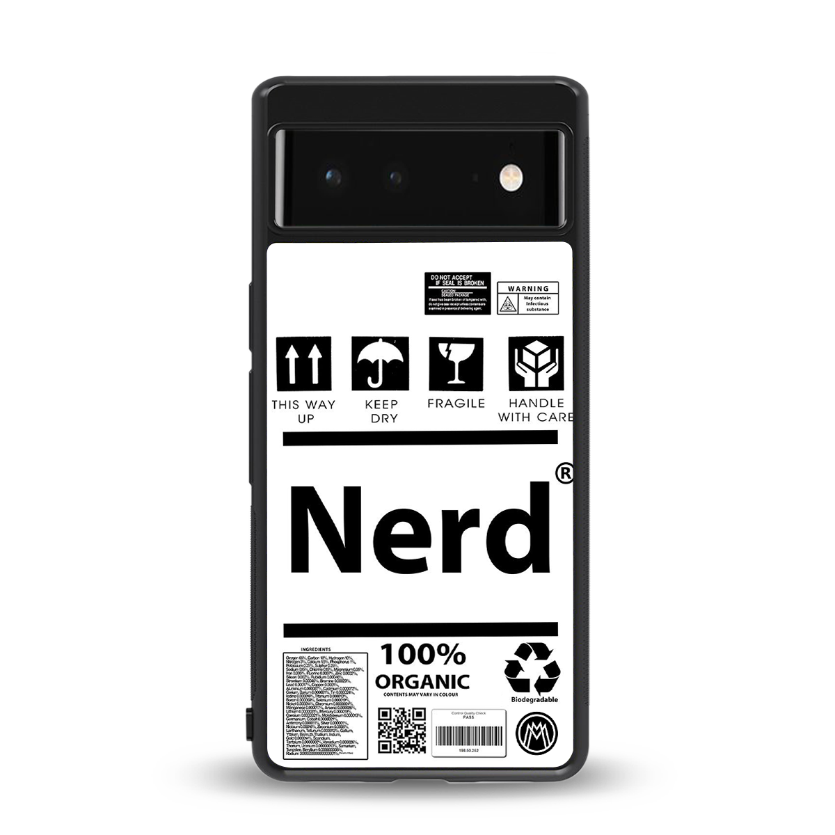 nerd white label back phone cover | glass case for google pixel 6