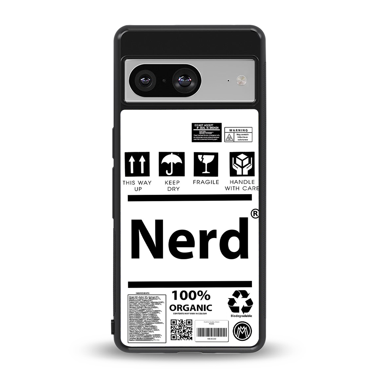 nerd white label back phone cover | glass case for Google Pixel 8