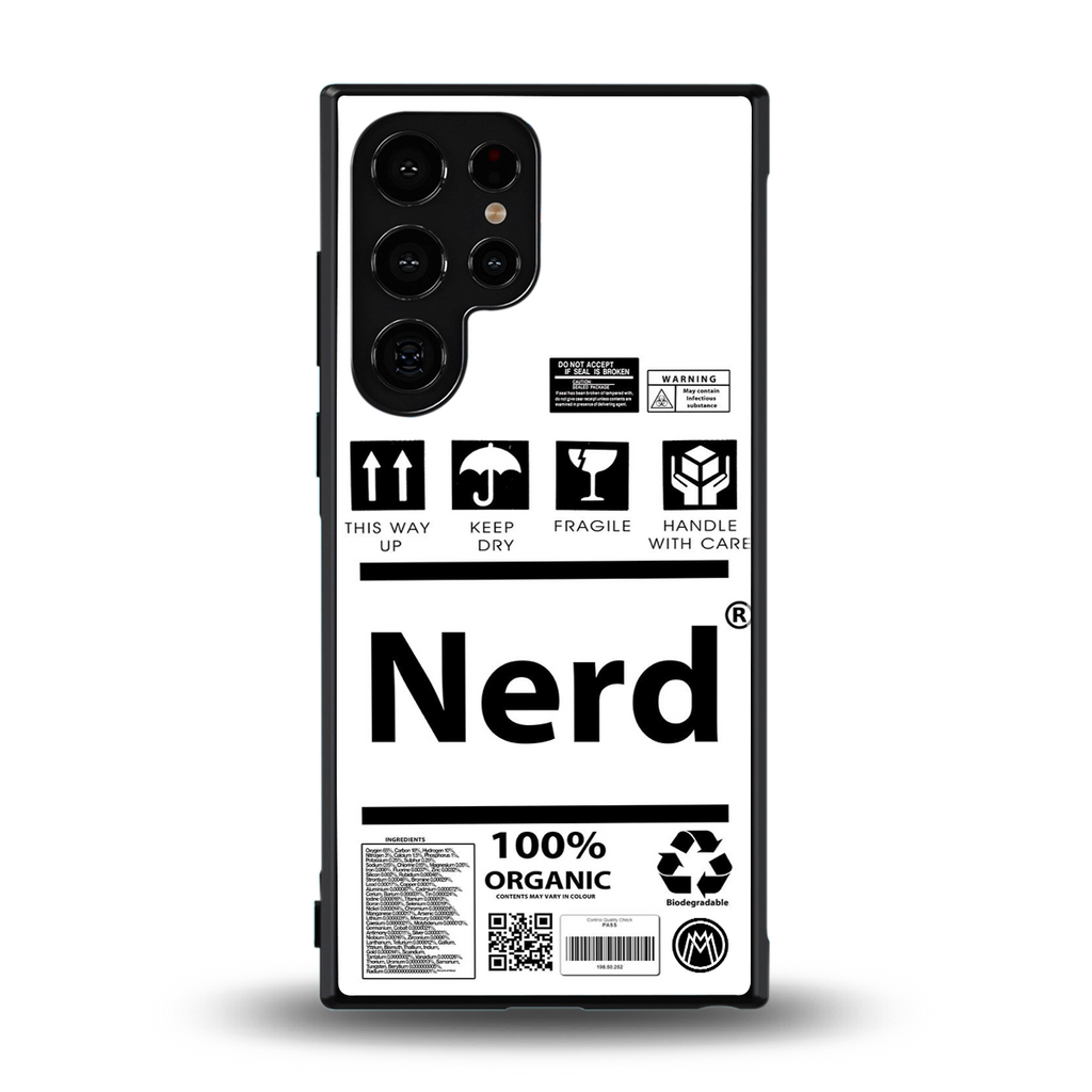nerd white label back phone cover | glass case for samsung galaxy s23 ultra