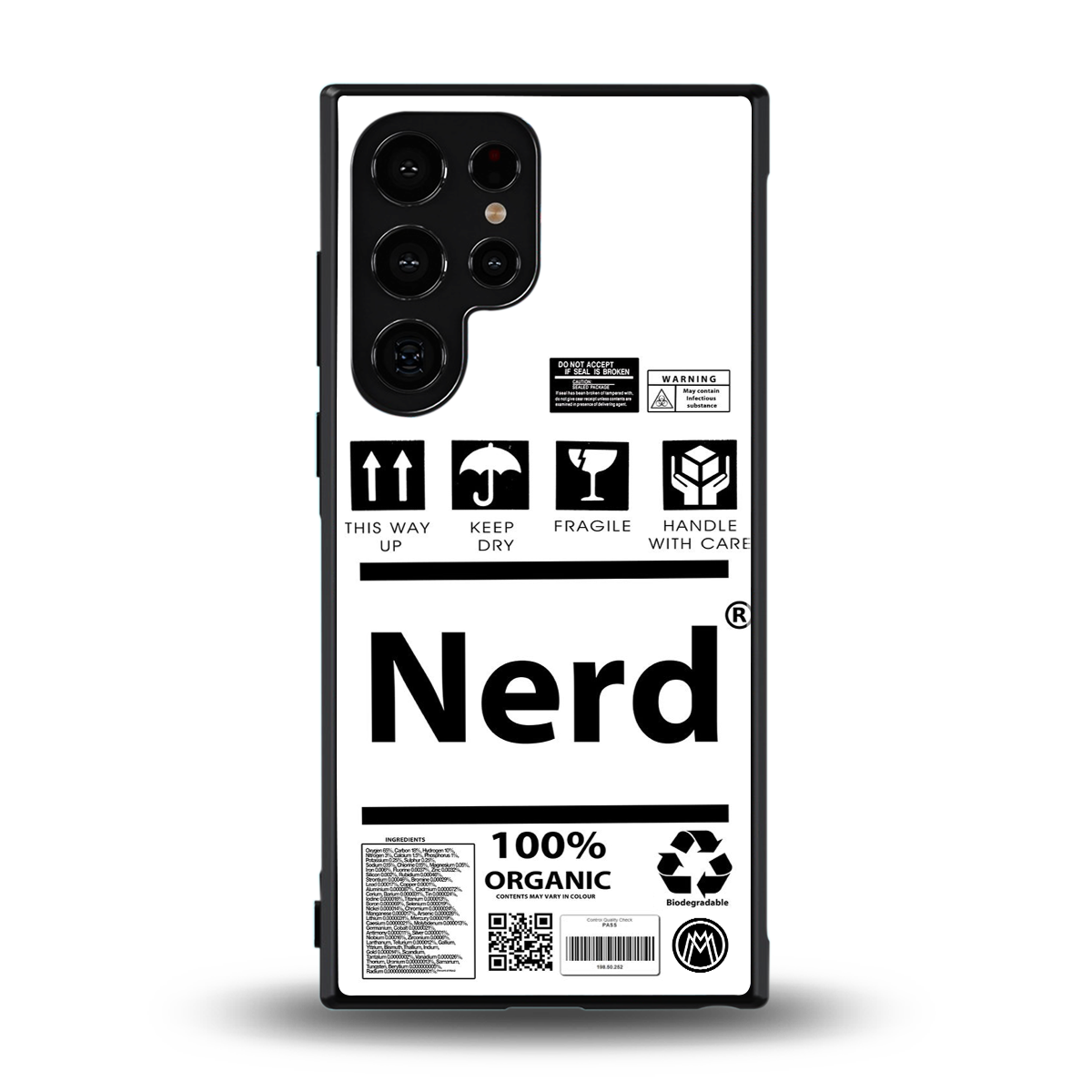 nerd white label back phone cover | glass case for samsung galaxy s23 ultra