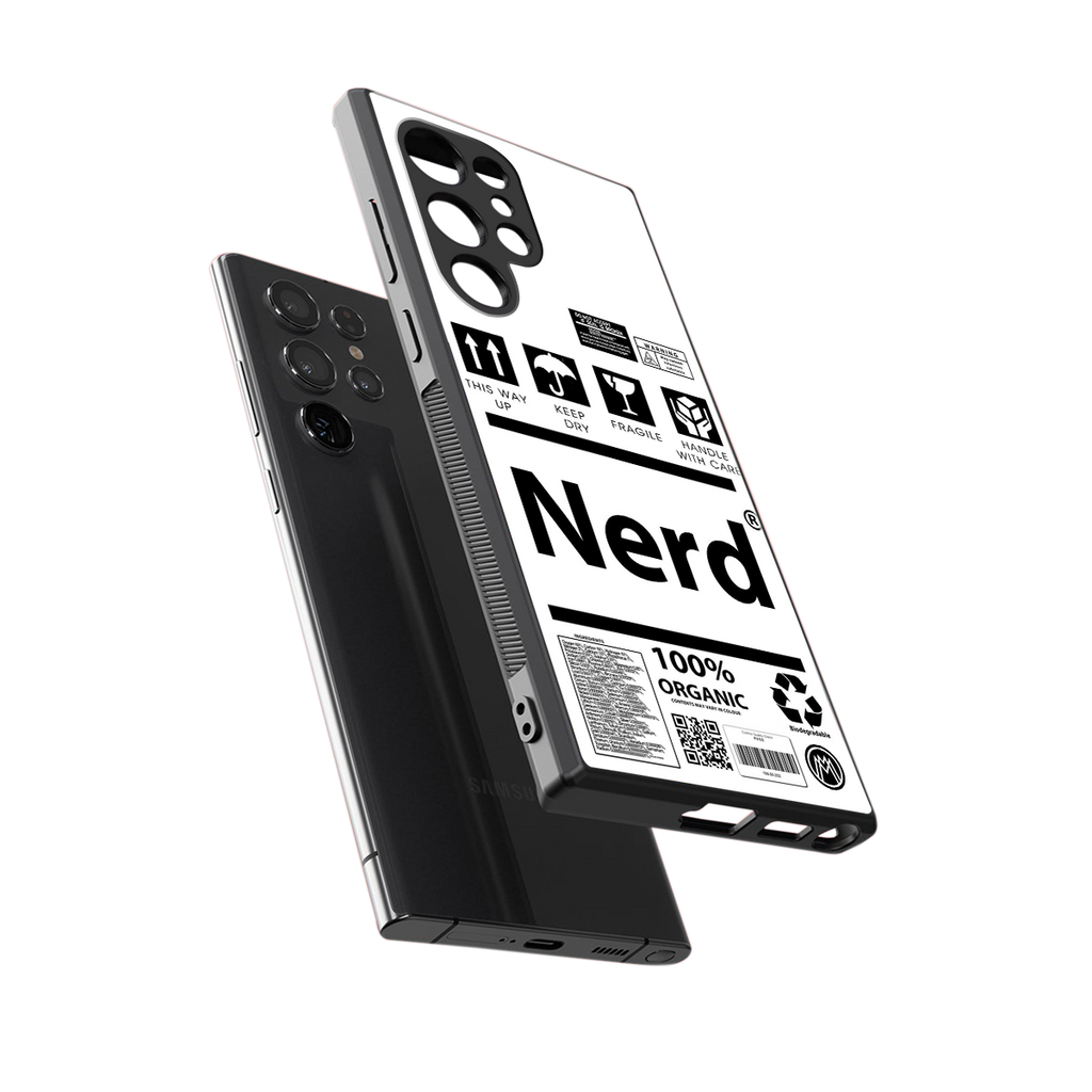 nerd white label back phone cover | glass case for samsung galaxy s24 ultra