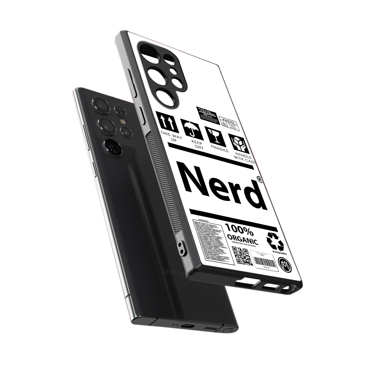 nerd white label back phone cover | glass case for samsung galaxy s23 ultra