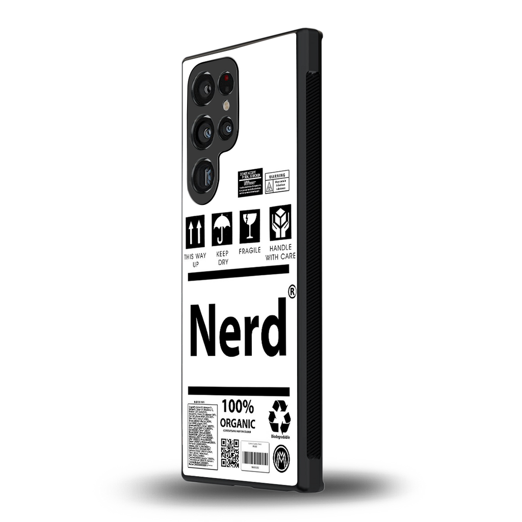 nerd white label back phone cover | glass case for samsung galaxy s23 ultra
