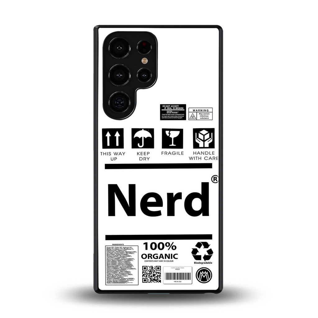 nerd white label back phone cover | glass case for samsung galaxy s25 ultra
