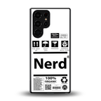 nerd white label back phone cover | glass case for samsung galaxy s25 ultra
