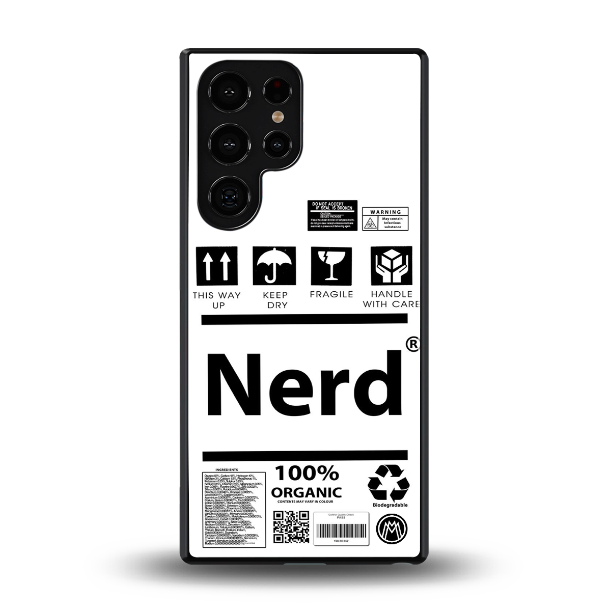 nerd white label back phone cover | glass case for samsung galaxy s25 ultra
