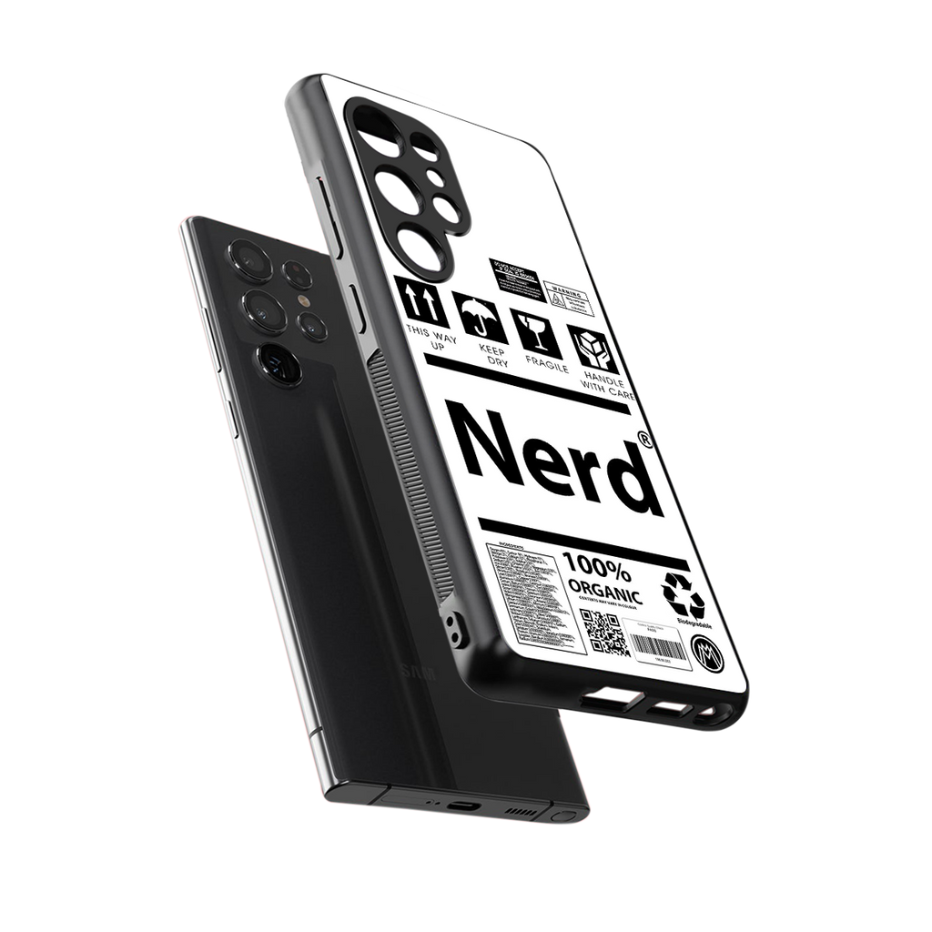 nerd white label back phone cover | glass case for samsung galaxy s25 ultra
