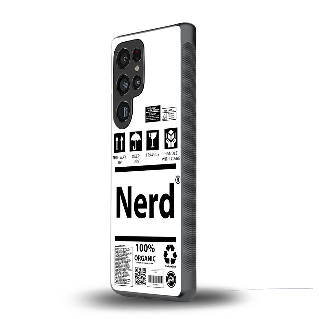 nerd white label back phone cover | glass case for samsung galaxy s25 ultra
