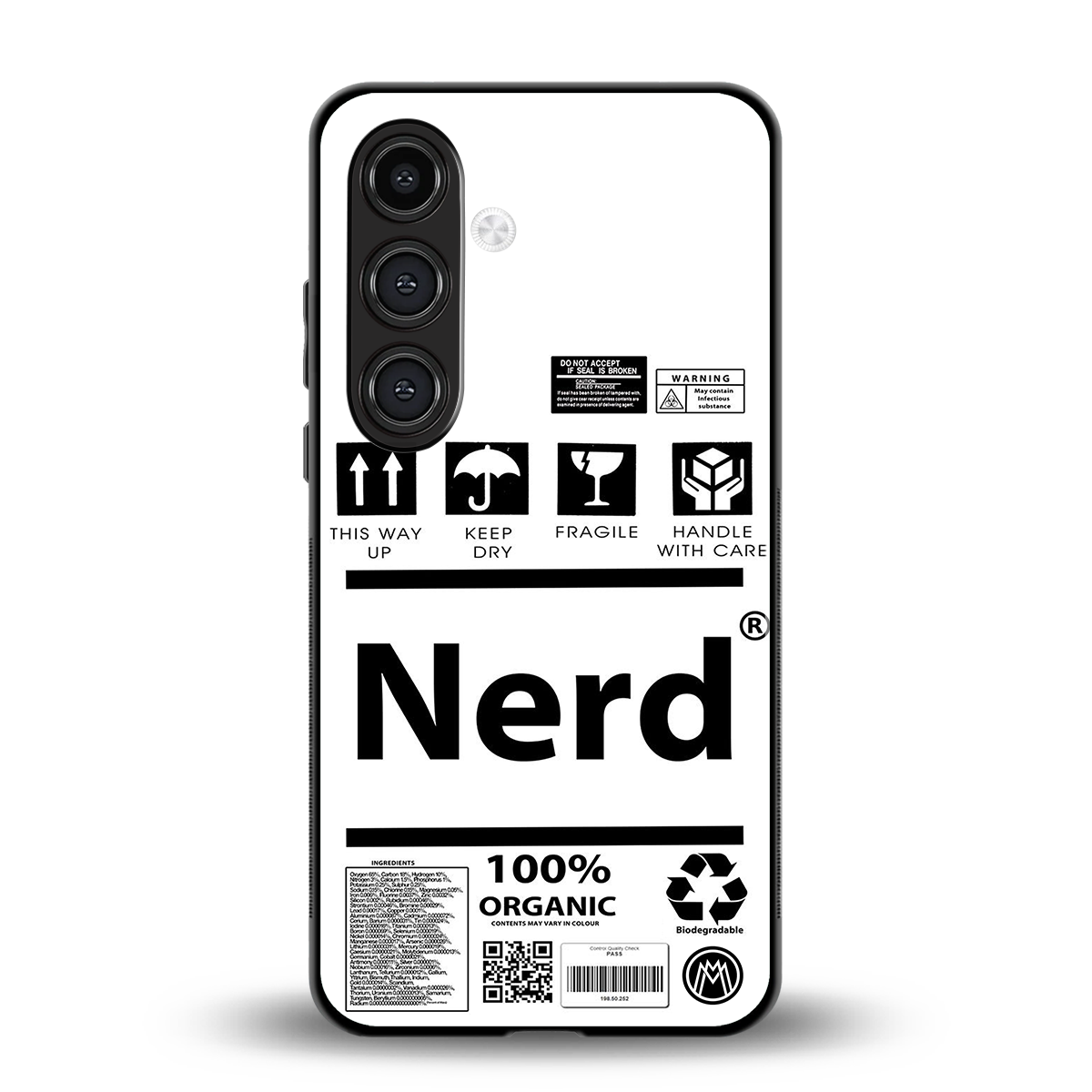nerd white label back phone cover | glass case for samsung galaxy s23 plus