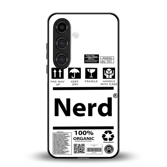 nerd white label back phone cover | glass case for samsung galaxy s23 plus