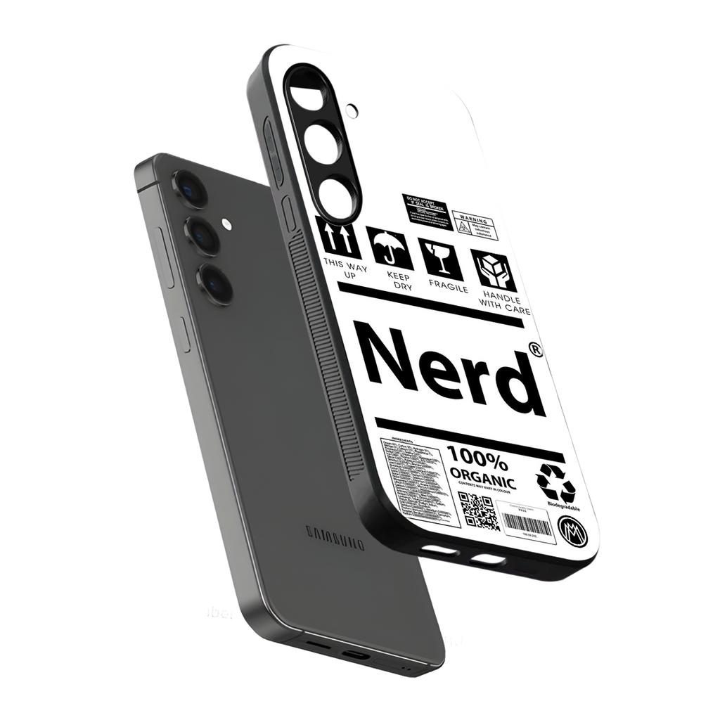 nerd white label back phone cover | glass case for samsung galaxy s23 plus