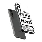 nerd white label back phone cover | glass case for samsung galaxy s23 plus
