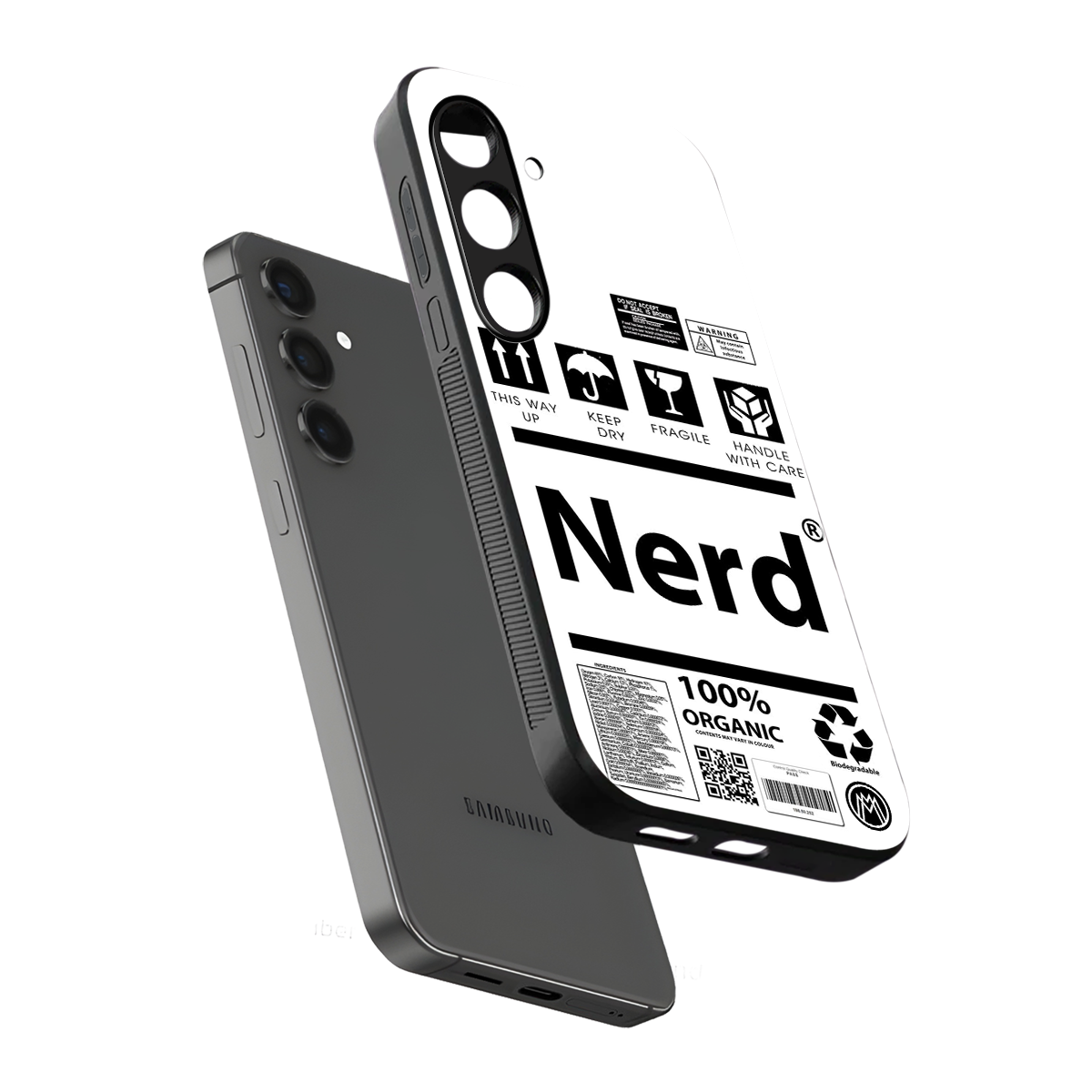 nerd white label back phone cover | glass case for samsung galaxy s23 plus