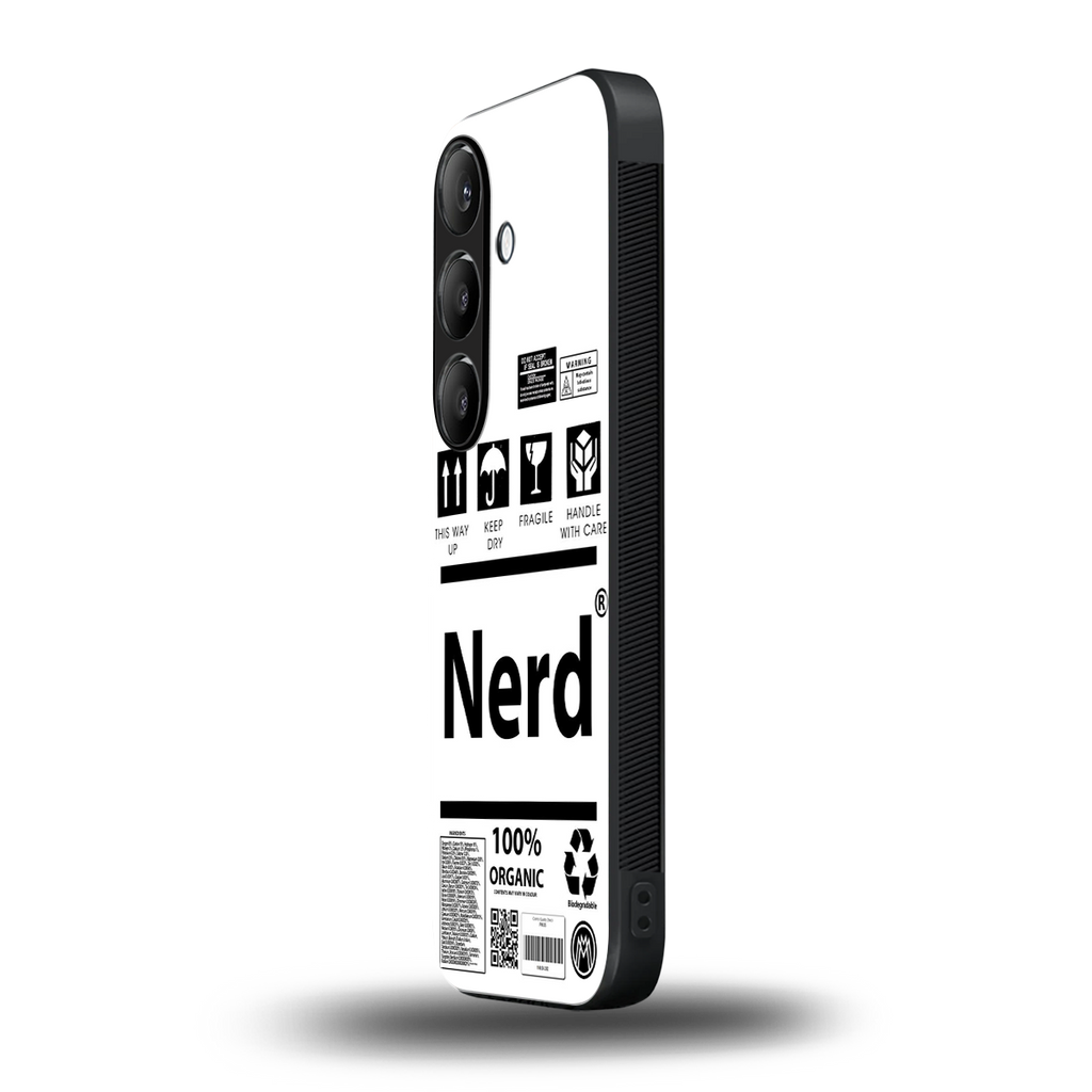 nerd white label back phone cover | glass case for samsung galaxy s23 plus