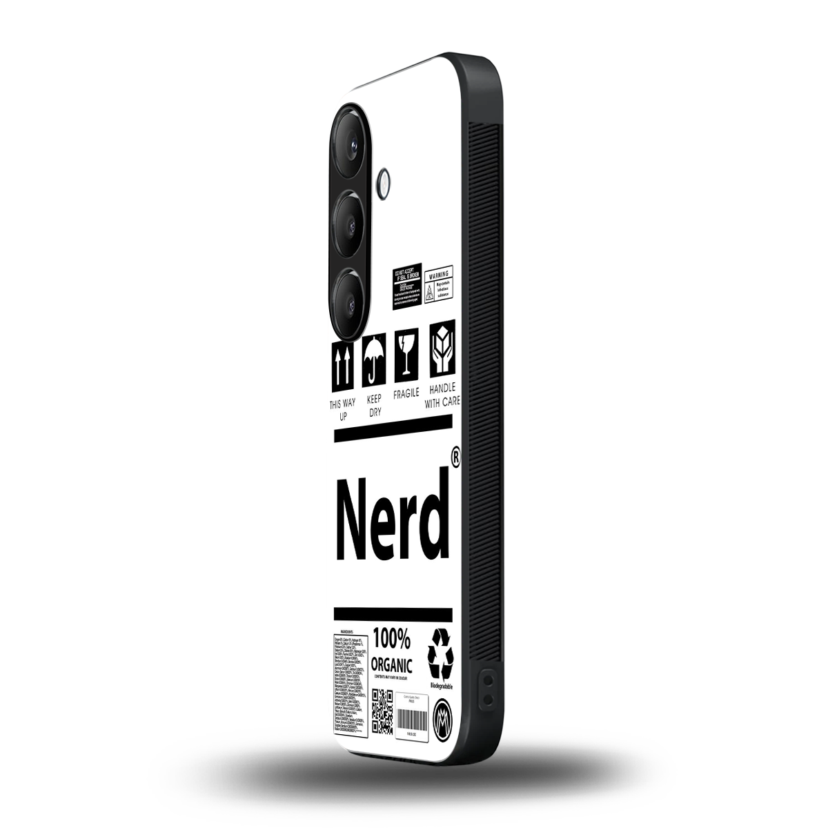 nerd white label back phone cover | glass case for samsung galaxy s23 plus