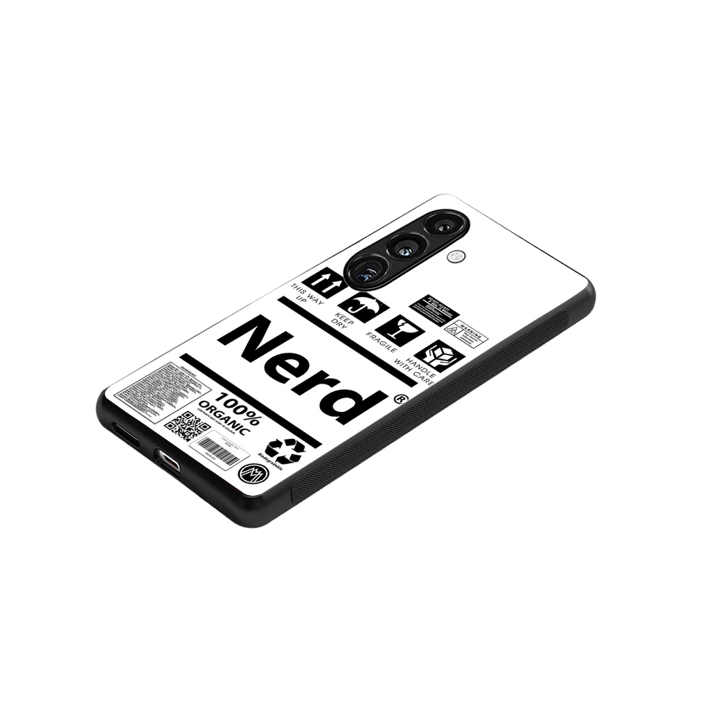 nerd white label back phone cover | glass case for samsung galaxy s23 plus