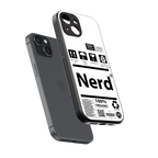 nerd white label back phone cover | glass case for iphone 15