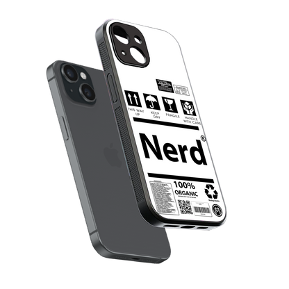 nerd white label back phone cover | glass case for iphone 15