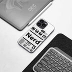 nerd white label back phone cover | glass case for samsung galaxy s23 plus