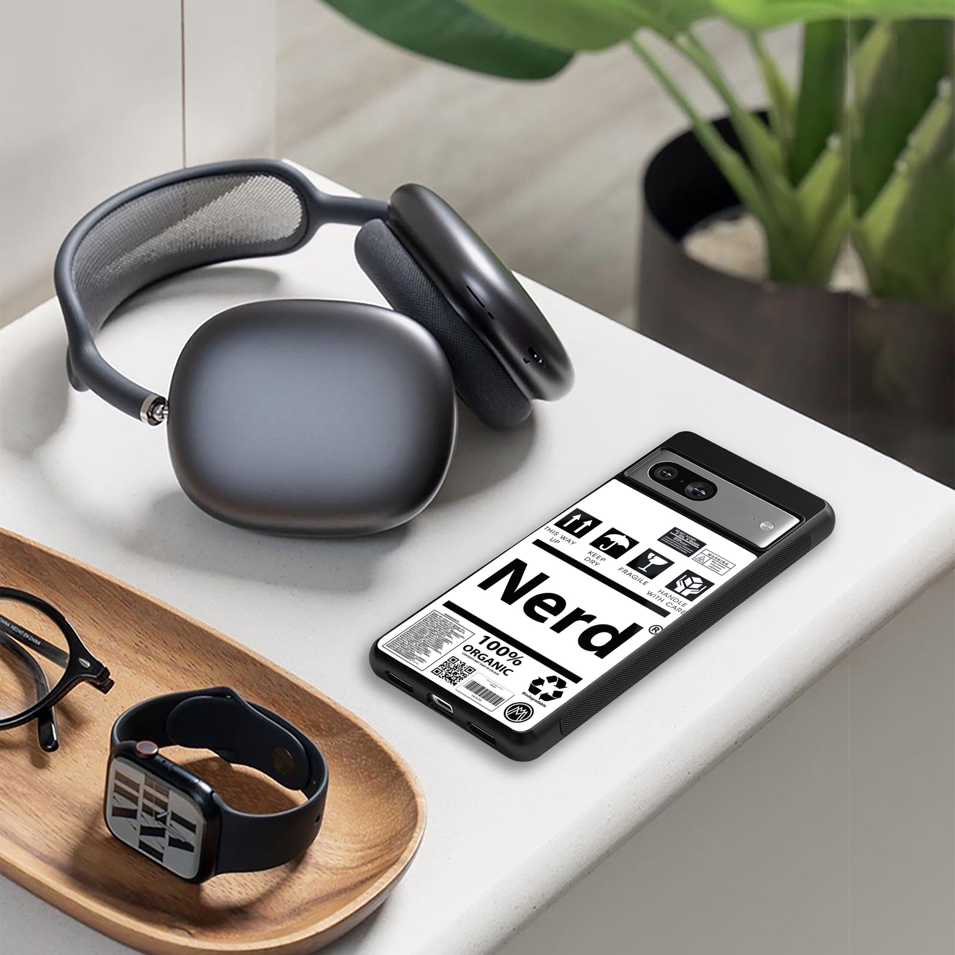 nerd white label back phone cover | glass case for iphone 15 pro