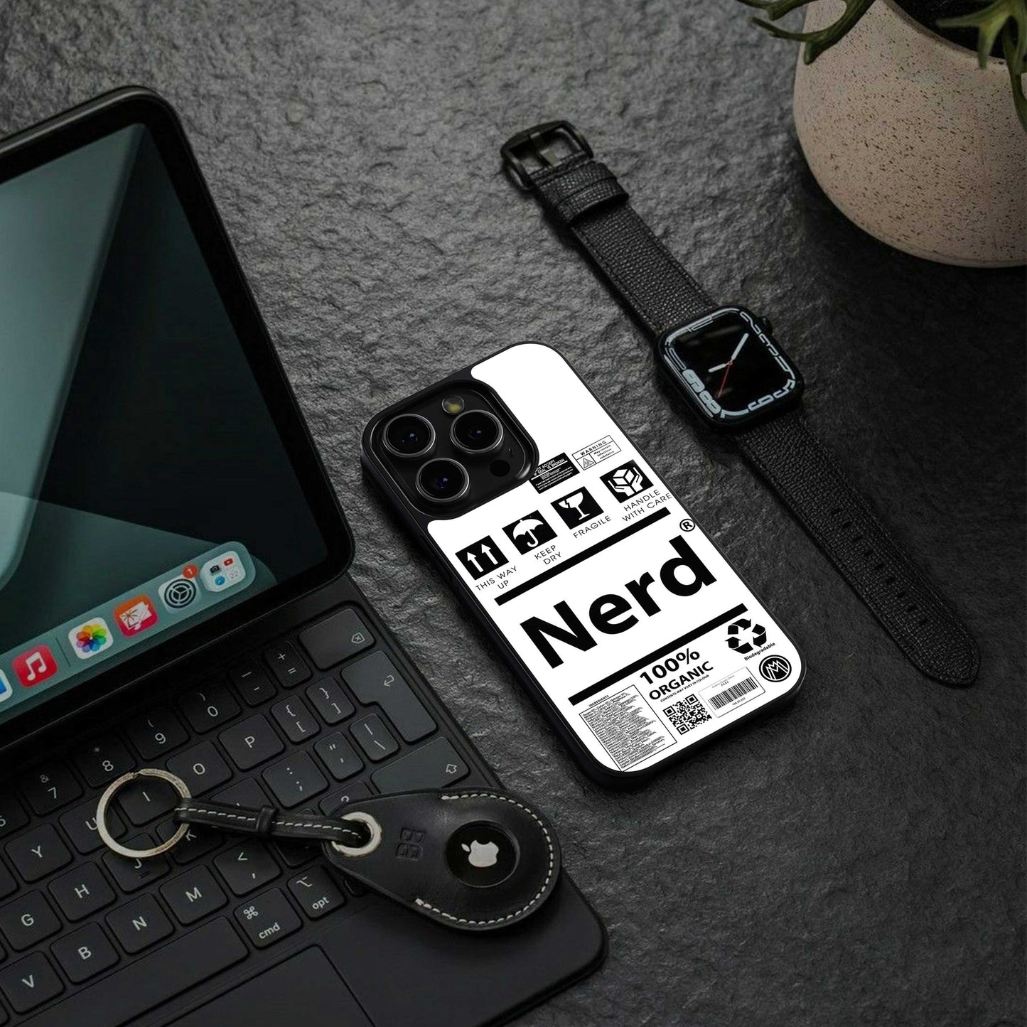nerd white label back phone cover | glass case for iphone 13 pro max