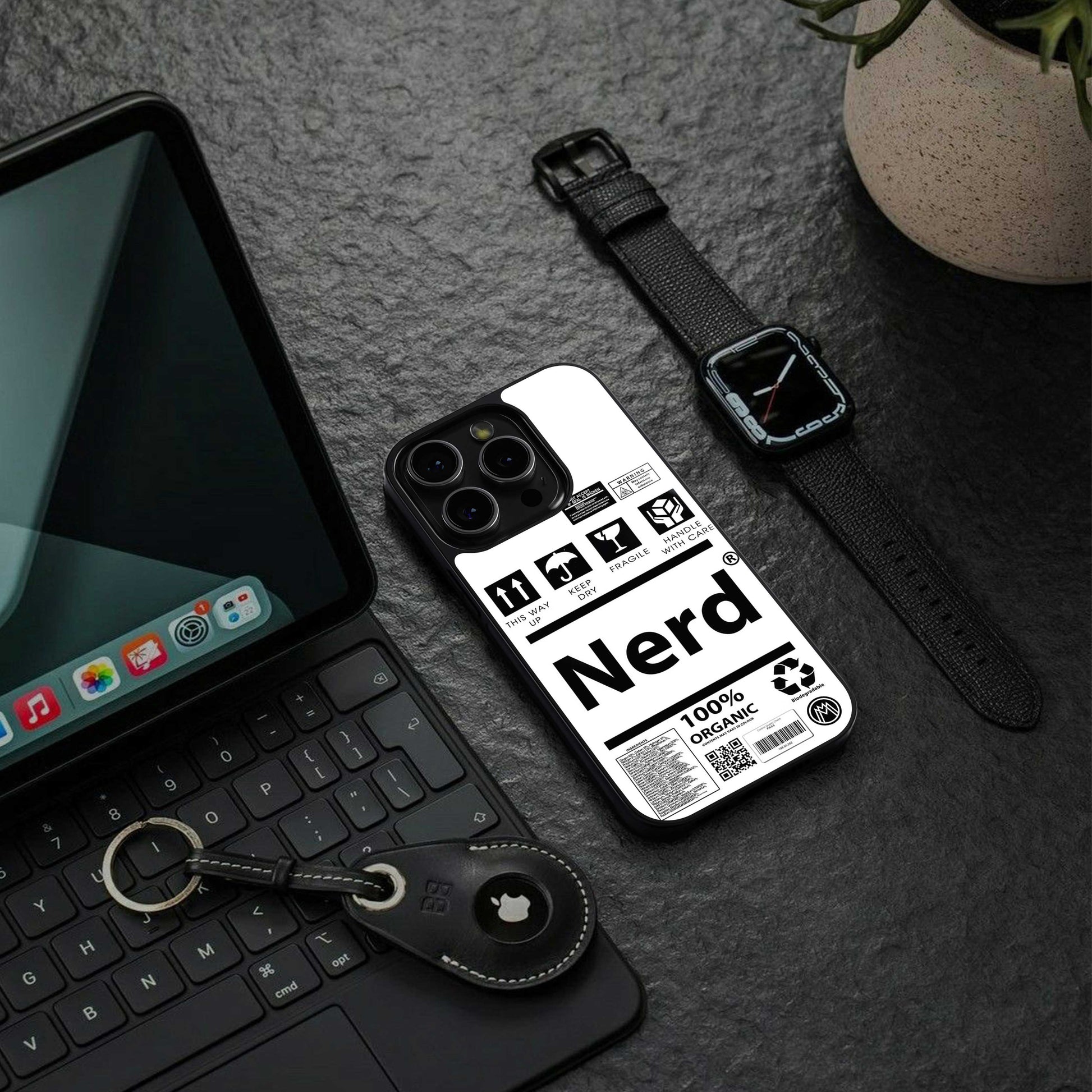 nerd white label back phone cover | glass case for iphone 13 pro max