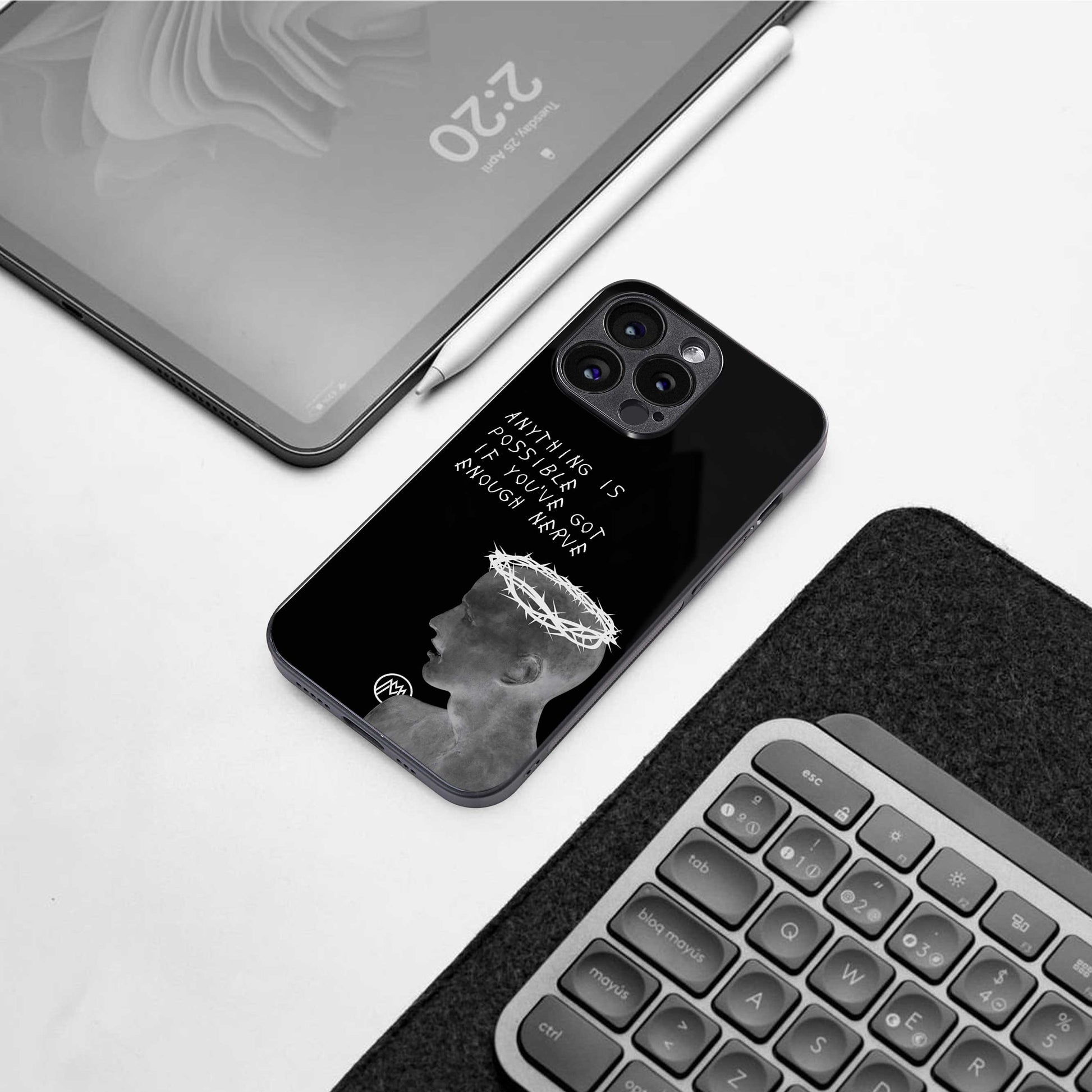 nerve back phone cover | glass case for iphone 14 pro max