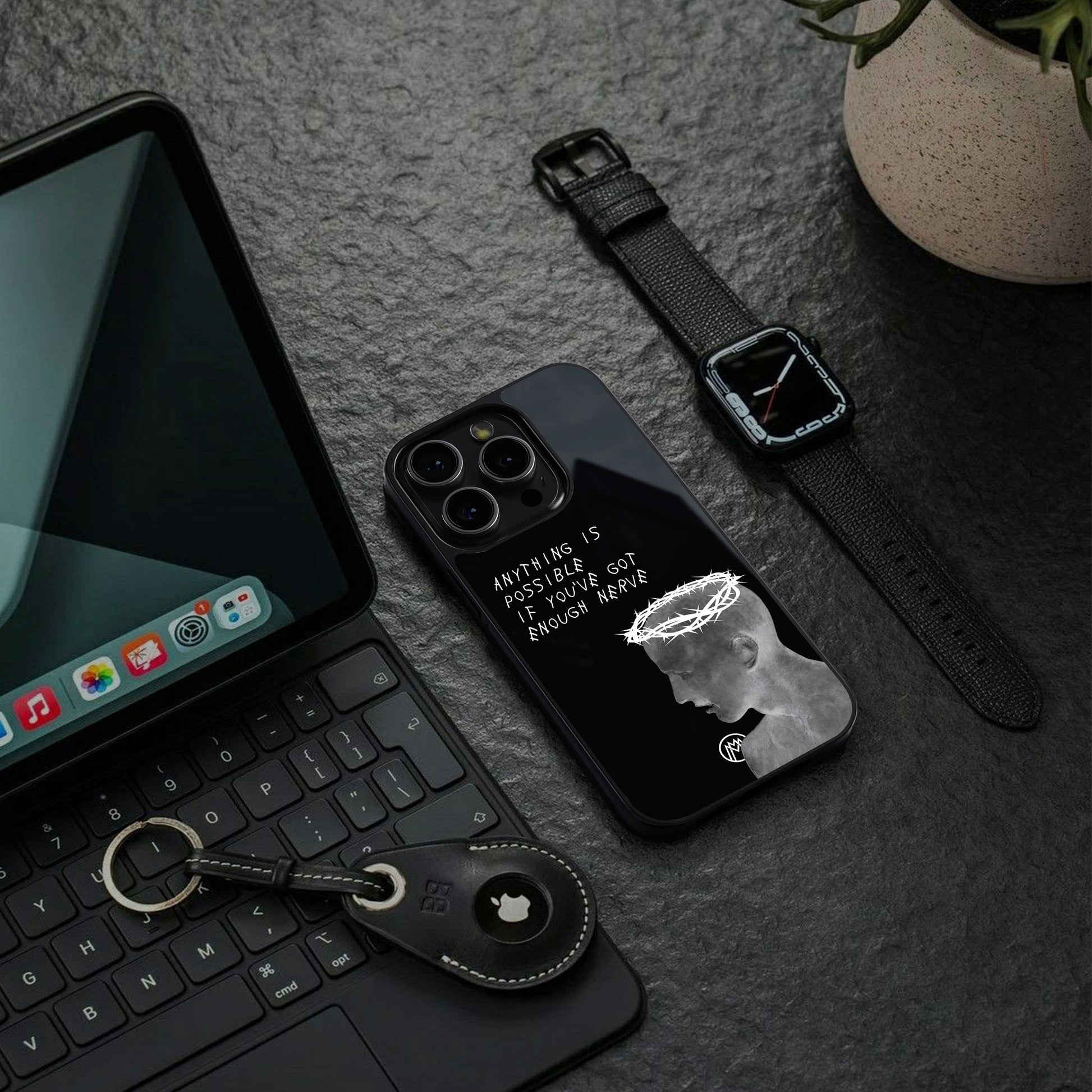 nerve back phone cover | glass case for iphone 14 pro max