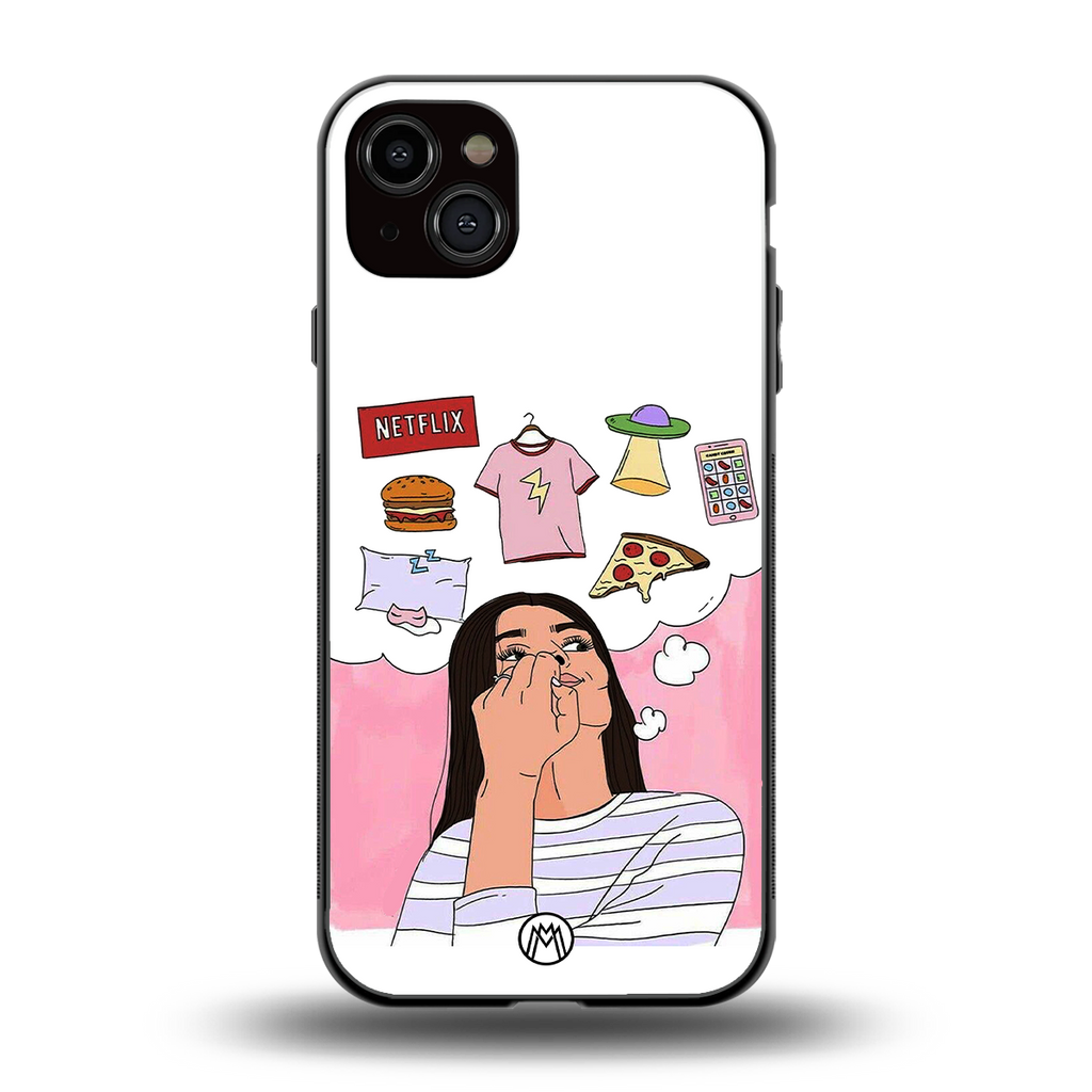 netflix and chill back phone cover | glass case for iphone 15 plus